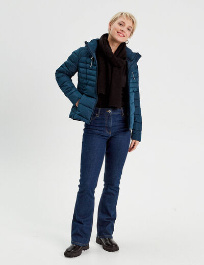 Doudoune ajustée à capuche bleu marine femme