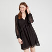 Robe évasée plumetis noir femme