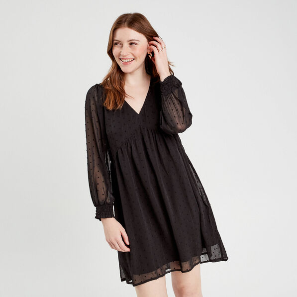 robe evasee plumetis noir femme Robe évasée plumetis noir femme