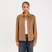 Chemise aspect daim marron clair femme