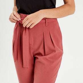 pantalon paperbag fluide vieux rose femme Pantalon paperbag fluide vieux rose femme