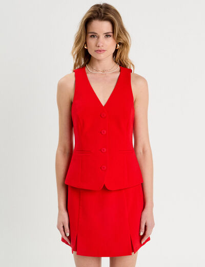 Veston sans manches rouge femme