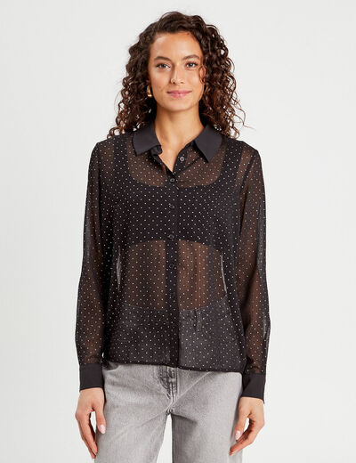 Chemise manches longues noir femme