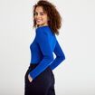 T-shirt ajust&eacute; col rond manches longues bleu electrique femme