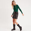 Jupe-short trapèze simili cuir noir femme