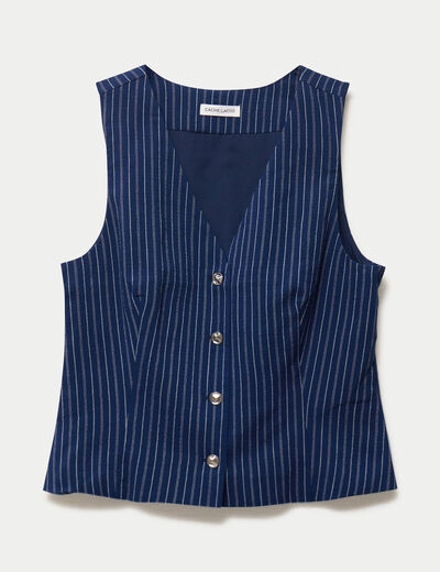 Gilet ajust&eacute; sans manches col rond bleu femme