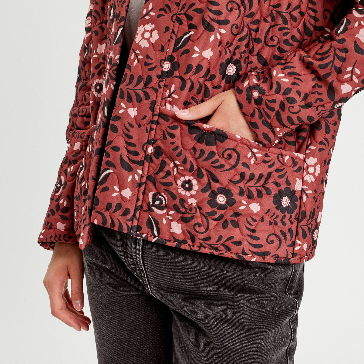 Veste effet matelassé rose femme