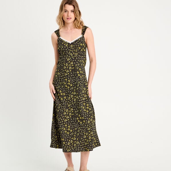 robe longue evasee jaune clair femme Robe longue évasée jaune clair femme