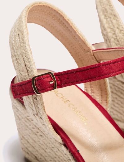 Sandales compensées vieux rose femme