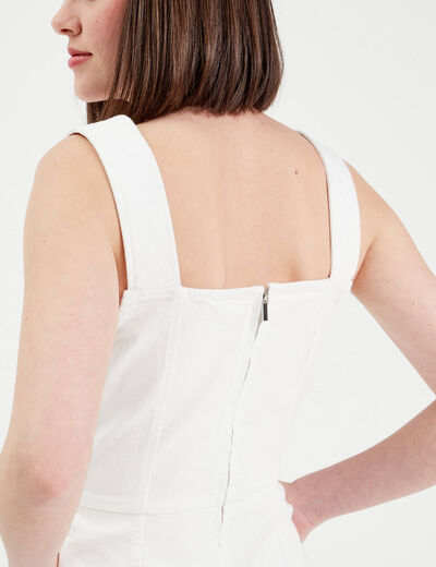 Robe ajustée col laçage jean ecru femme