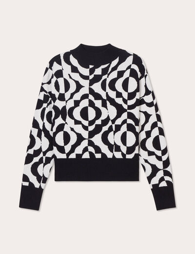 Pull col montant blanc femme