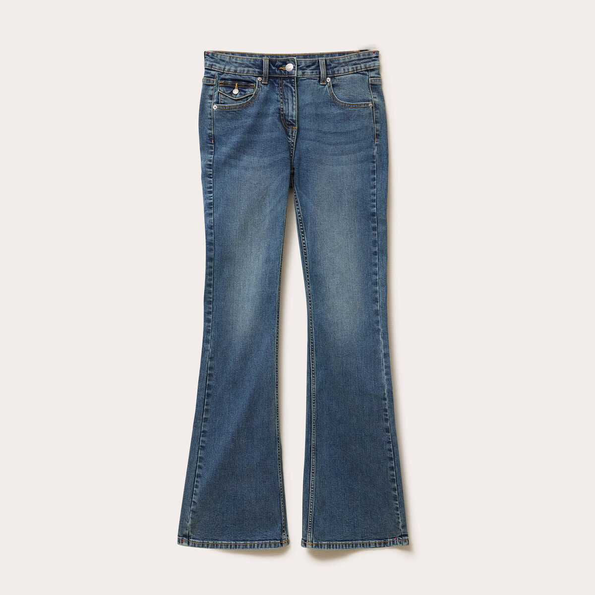 Jean flare taille basse denim dirty femme