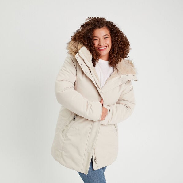 parka droite avec capuche ecru femme Parka droite avec capuche ecru femme