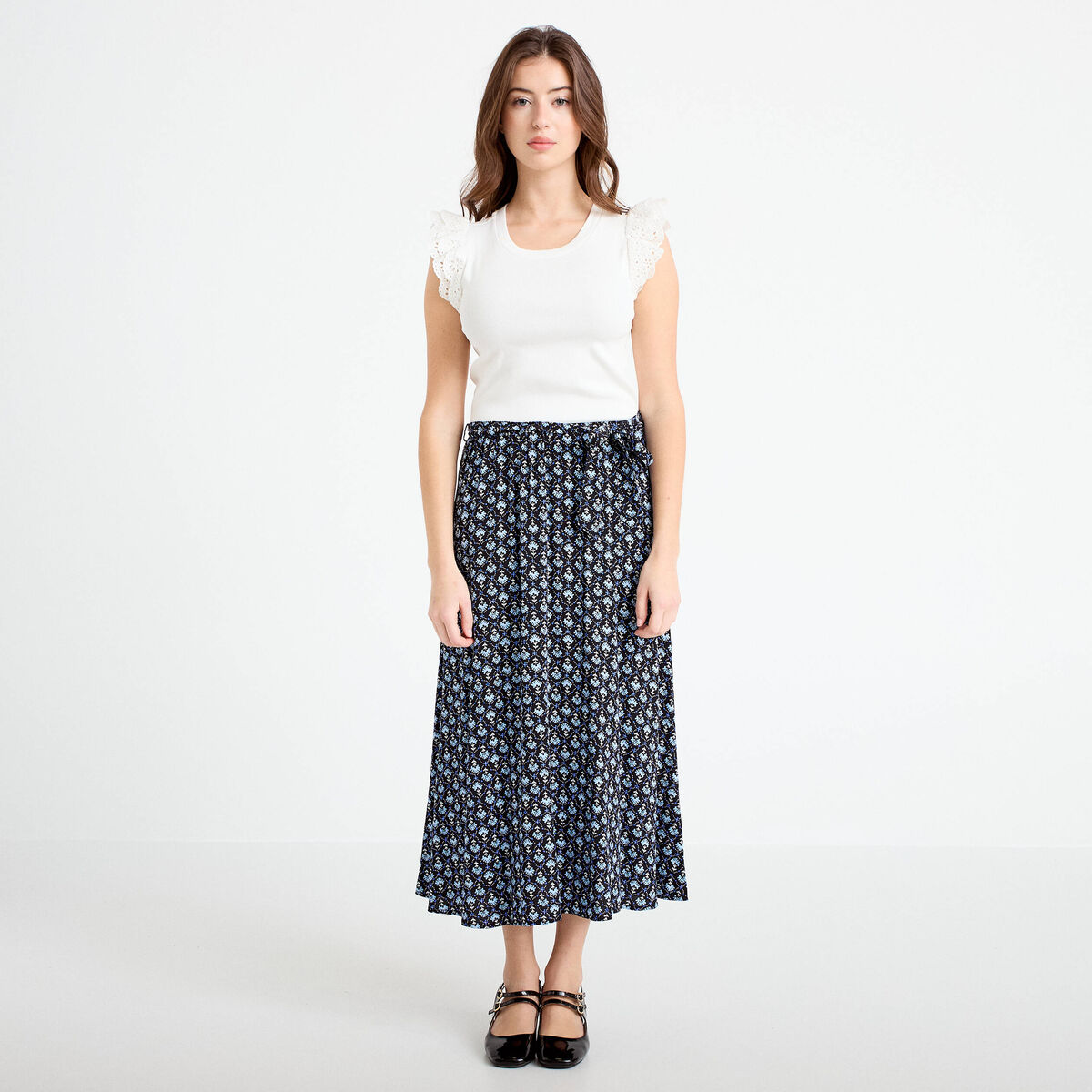 Robe bi-mati&egrave;re cintr&eacute;e noir femme