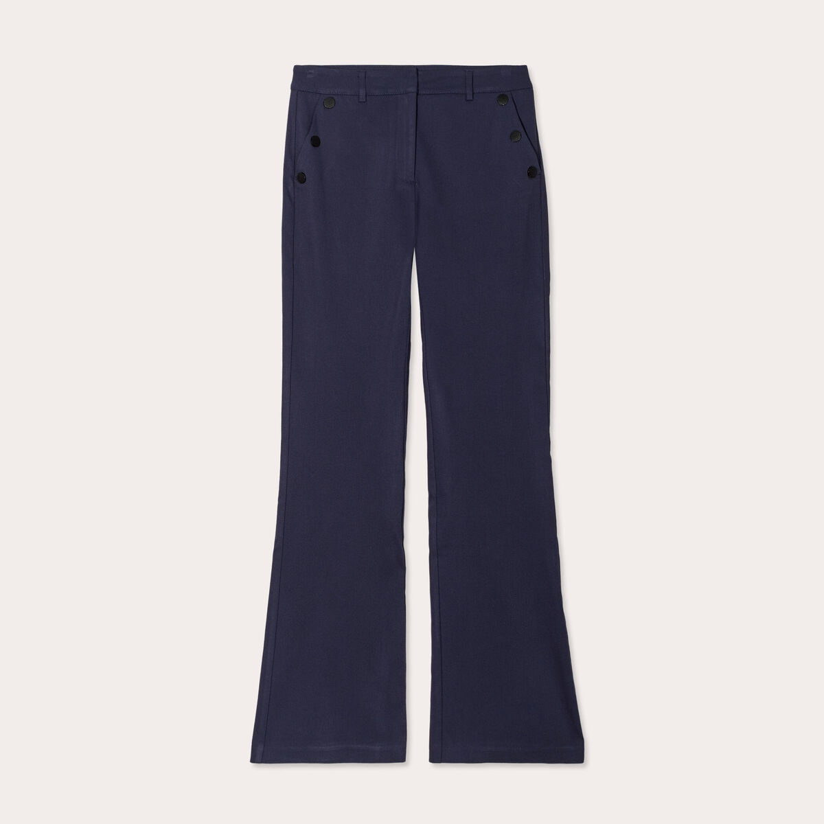 Pantalon bootcut à pont bleu marine femme