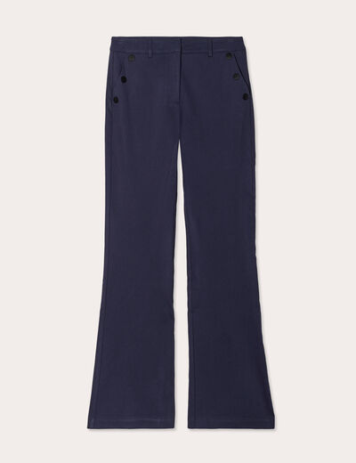 Pantalon bootcut à pont bleu marine femme