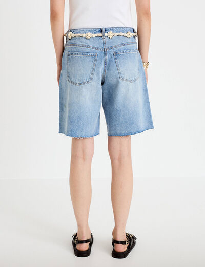 Bermuda en jean avec ceinture amovible denim triple stone femme