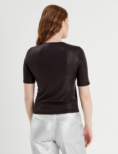 T-shirt paillettes noir femme