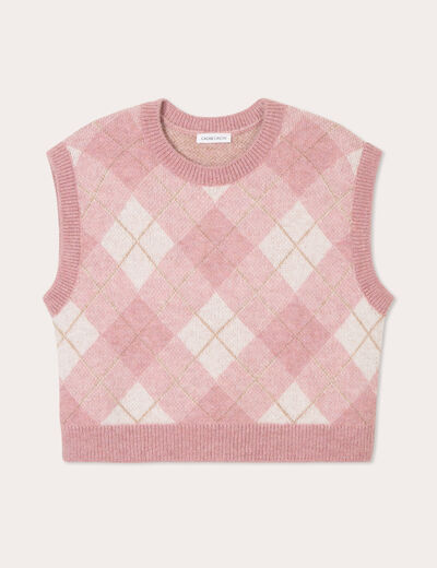 Pull sans manches rose poudrée femme