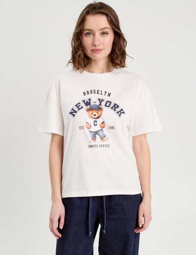 T-shirt manches courtes blanc femme