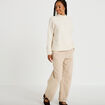 Pantalon chino coupe barrel beige femme
