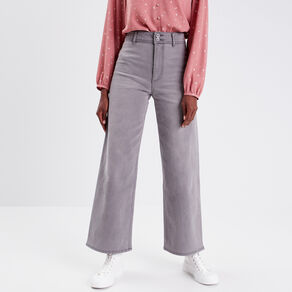 Jeans wide leg denim gris femme