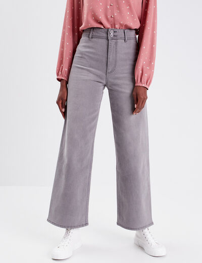 Jeans wide leg denim gris femme