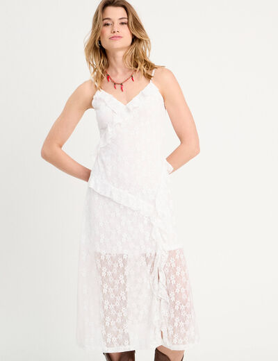 Robe droite dentelle blanc femme
