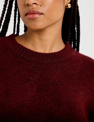 Pull manches longues bordeaux femme