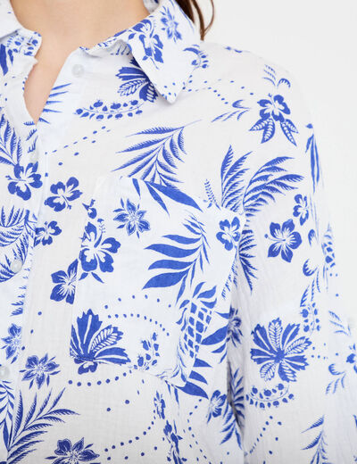 Chemise manches 3/4 blanc femme