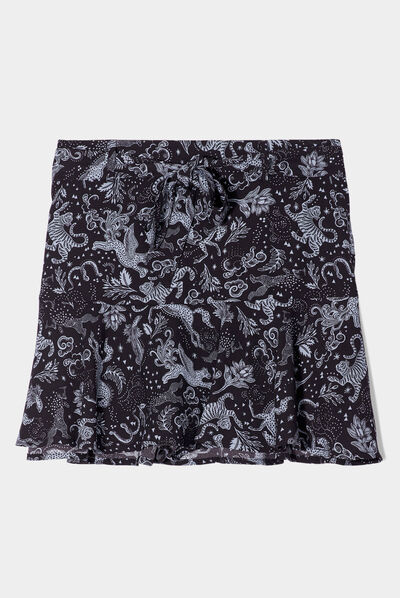 Jupe trapèze fluide noir femme