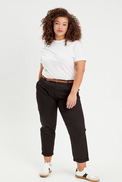 Pantalon chino 7/8ème noir femme