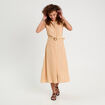Robe chemise midi contenant du lin jaune femme
