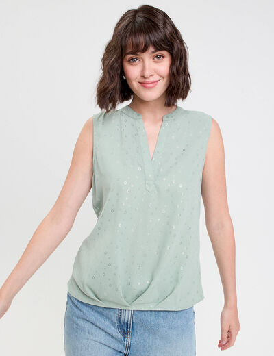 Blouse sans manches vert olive femme