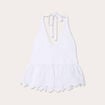 Crop top tricot avec broderie blanc femme