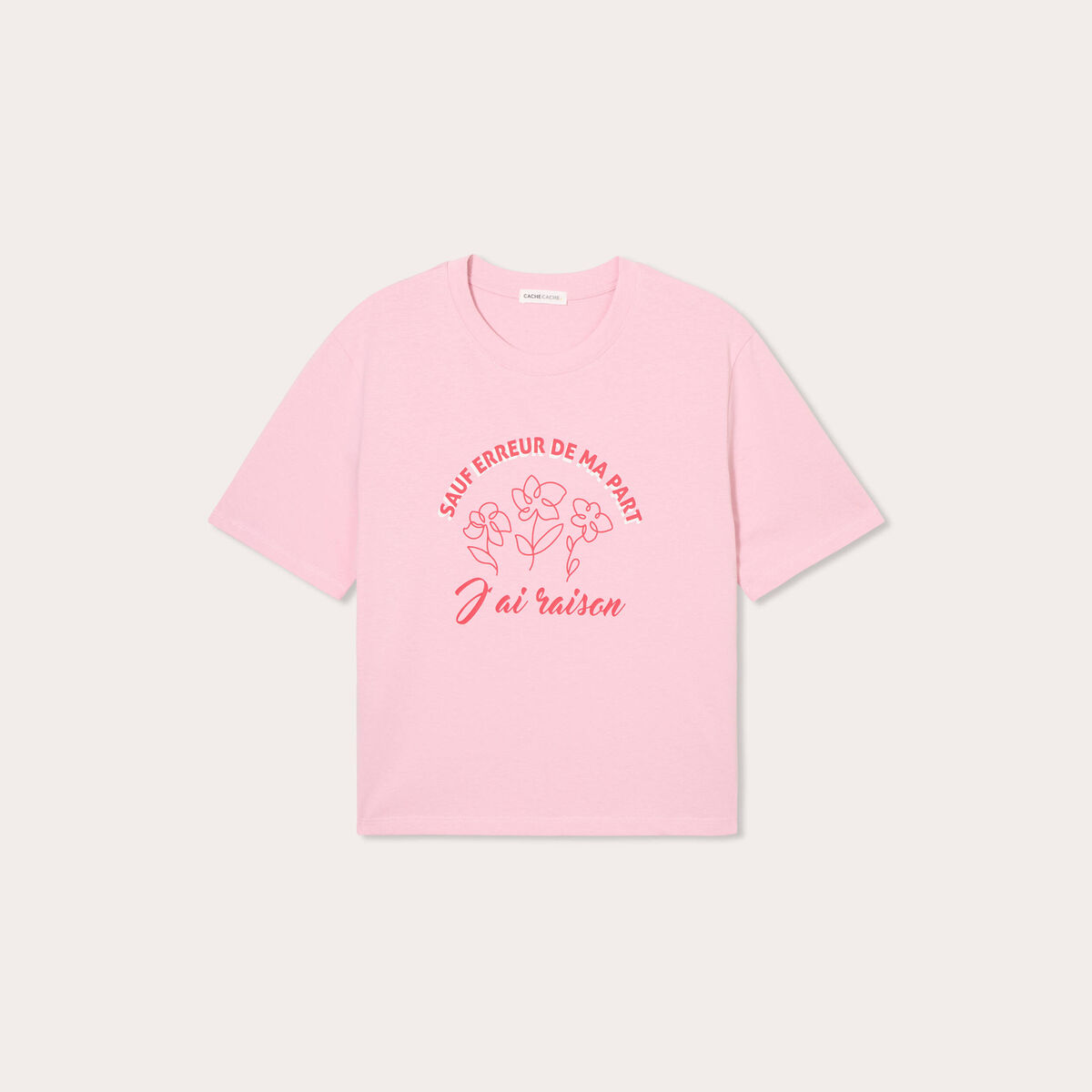 T-shirt manches courtes rose poudrée femme