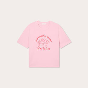 T-shirt manches courtes rose poudrée femme