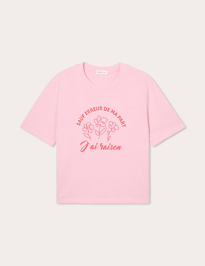 T-shirt manches courtes rose poudrée femme