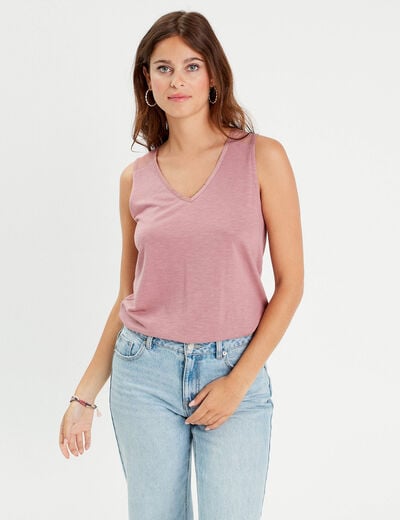 D&eacute;bardeur sans manches vieux rose femme
