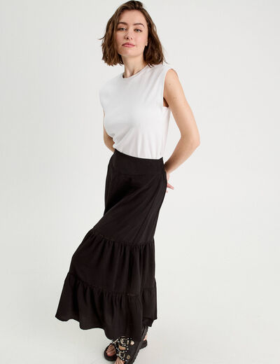 Jupe longue évasée noir femme