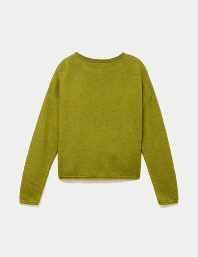 Pull manches longues vert fonc&eacute; femme