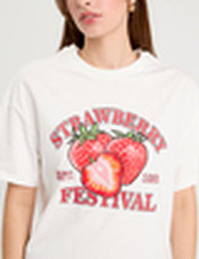 T-shirt manches courtes ecru femme