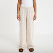 Pantalon large taille haute creme femme