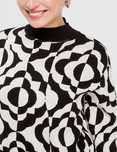 Pull col montant blanc femme