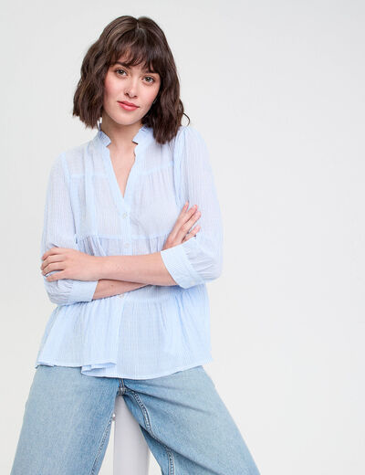 Blouse manches 3/4 beige femme