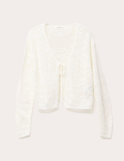 Gilet manches longues noué blanc femme