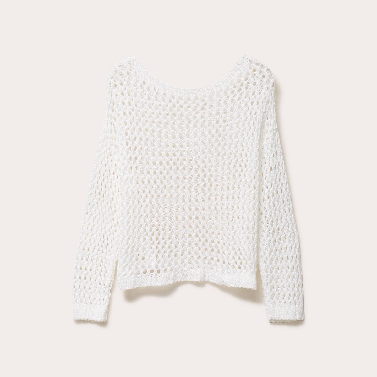 Pull ajour&eacute; manches longues dentelle blanc femme