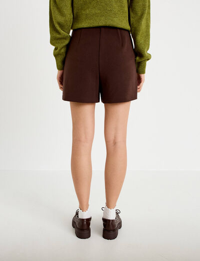 Short stretch d&eacute;tails coeur marron fonc&eacute; femme