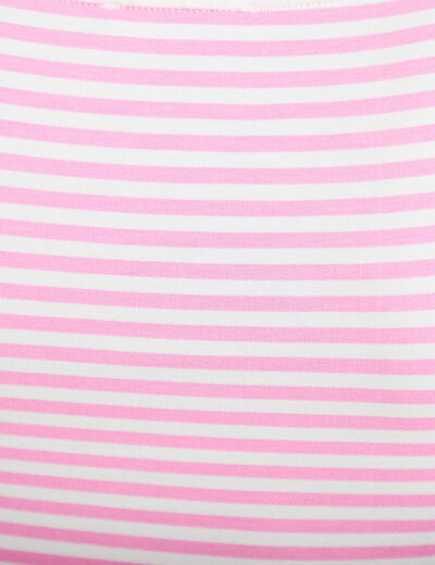 Top ajust&eacute; col bateau manches courtes rose clair femme