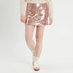 Jupe-short droite sequins rose champagne femme